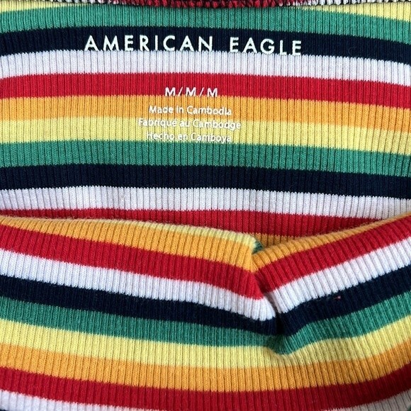 American Eagle Outfitters Size Medium M Rainbow Striped Tube Top Cropped - Picture 4 of 5